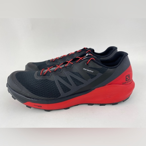 Salomon Sense Ride 4 Black Red Men's Trail Running Shoes Sneakers Goji Berry - Picture 9 of 11